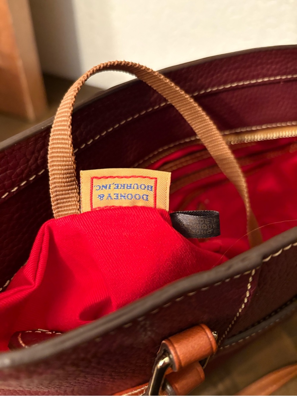 Dooney & Bourke Pebble Grain Shopper Tote Burgundy Wine Leather NWOT - Picture 10 of 12